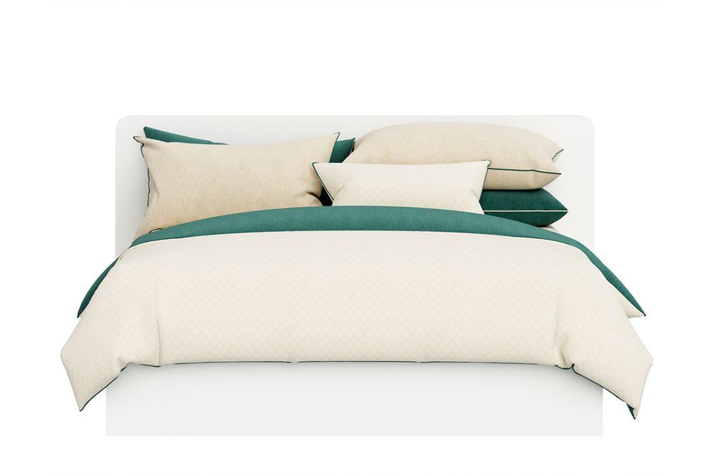 Stoffbett weiß, Füße Metall